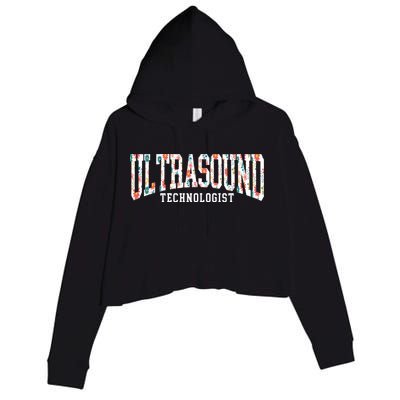 Floral Ultrasound Technologist Sonographer Crop Fleece Hoodie