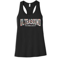 Floral Ultrasound Technologist Sonographer Women's Racerback Tank