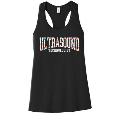 Floral Ultrasound Technologist Sonographer Women's Racerback Tank