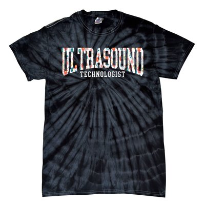 Floral Ultrasound Technologist Sonographer Tie-Dye T-Shirt