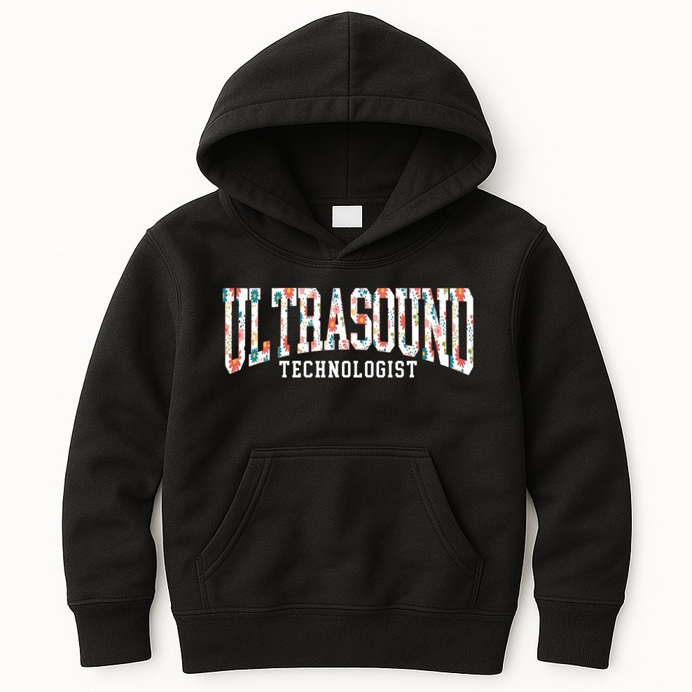 Floral Ultrasound Technologist Sonographer Kids Hoodie