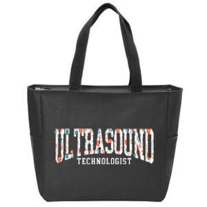 Floral Ultrasound Technologist Sonographer Zip Tote Bag