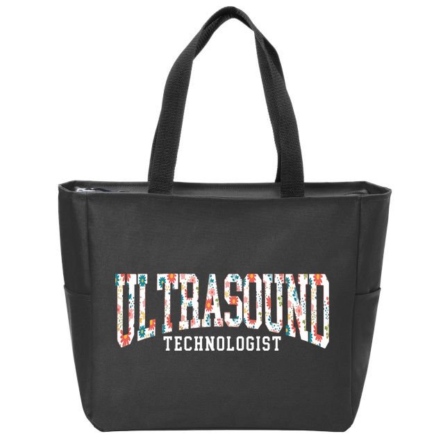 Floral Ultrasound Technologist Sonographer Zip Tote Bag