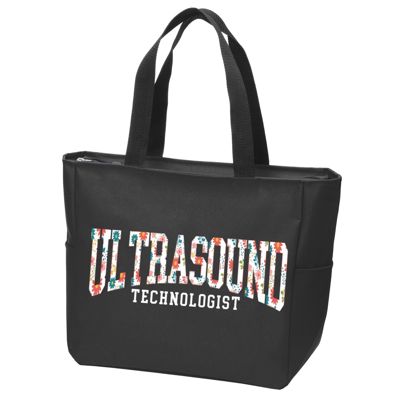 Floral Ultrasound Technologist Sonographer Zip Tote Bag