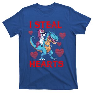 Funny Unicorn T Rex Gift Valentine's Day I Steal Hearts Gift T-Shirt