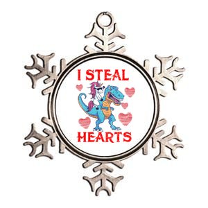 Funny Unicorn T Rex Gift Valentine's Day I Steal Hearts Gift Metallic Star Ornament