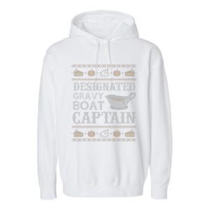 Funny Ugly Thanksgiving Gravy Boat Captain Garment-Dyed Fleece Hoodie