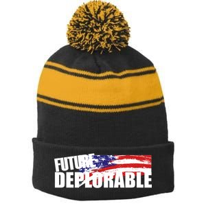 Future Deplorable Stripe Pom Pom Beanie