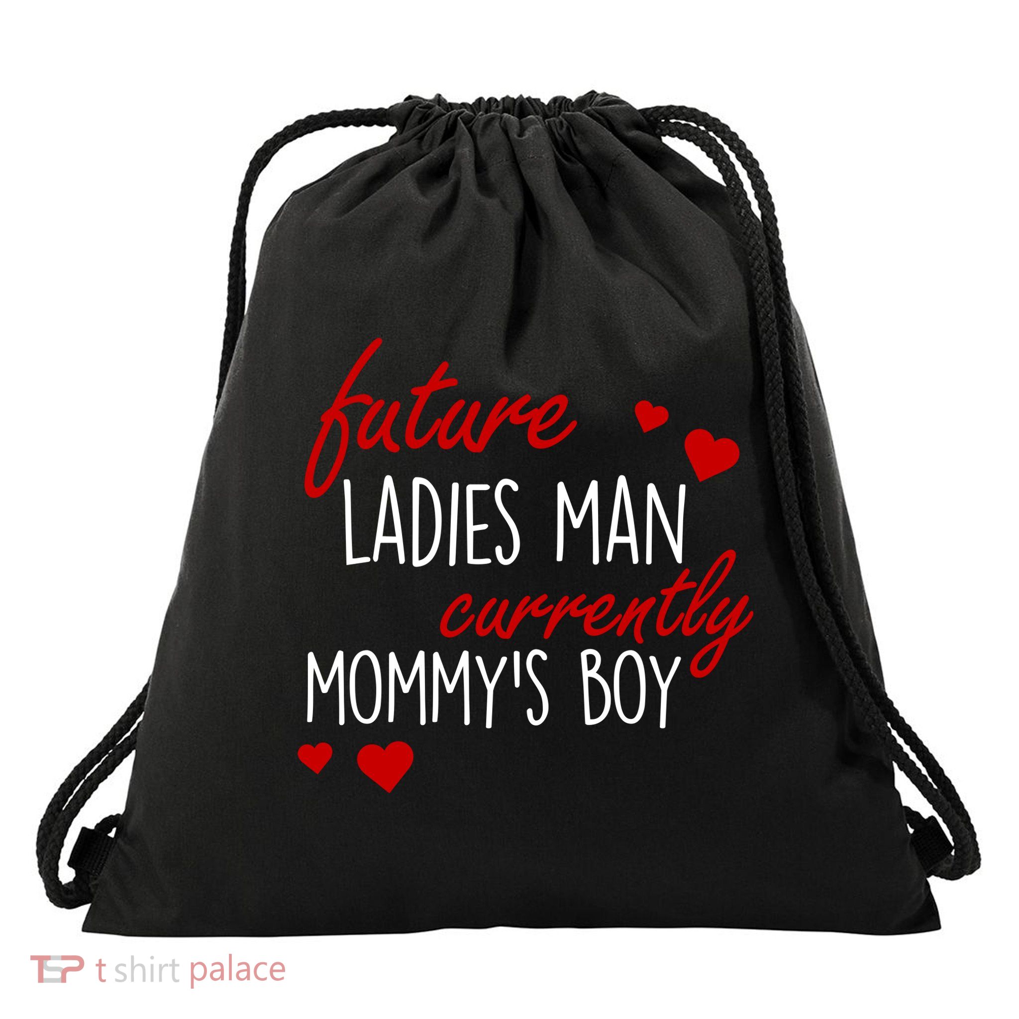 Future Ladies Man Currently Mommy's Boy Drawstring Bag