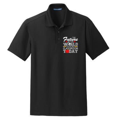 Future Of The World Is In My Classroom Dry Zone Grid Polo