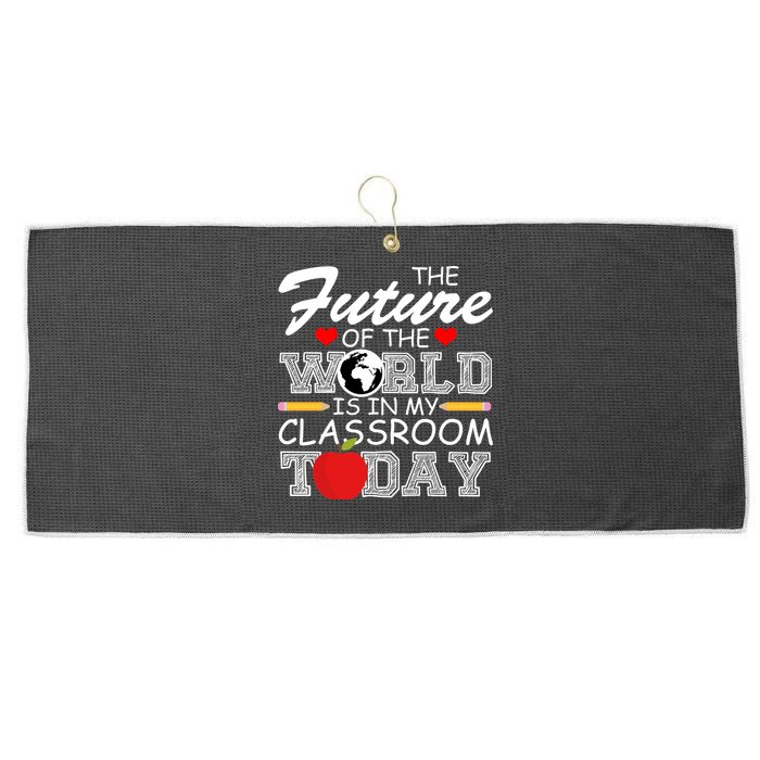 Future Of The World Is In My Classroom Large Microfiber Waffle Golf Towel