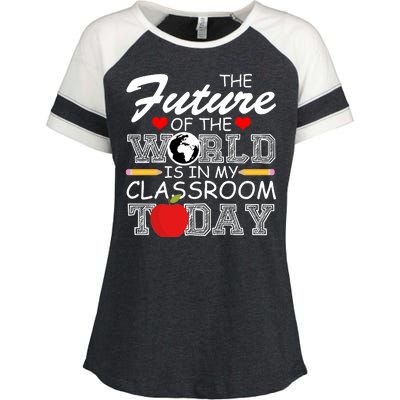 Future Of The World Is In My Classroom Enza Ladies Jersey Colorblock Tee