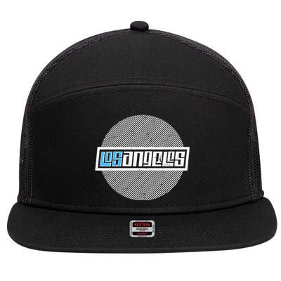 Futuristic Los Angeles Logo 7 Panel Mesh Trucker Snapback Hat