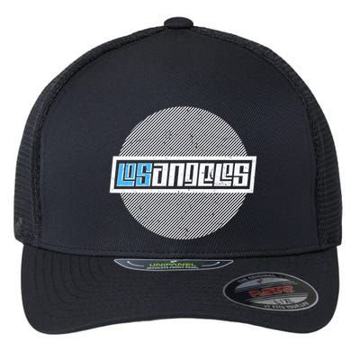 Futuristic Los Angeles Logo Flexfit Unipanel Trucker Cap