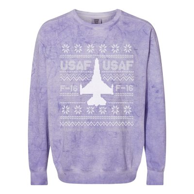 F16 Usaf Ugly Christmas Sweater Gift Fighter Pilot Colorblast Crewneck Sweatshirt