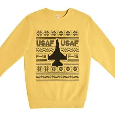 F16 Usaf Ugly Christmas Sweater Gift Fighter Pilot Premium Crewneck Sweatshirt