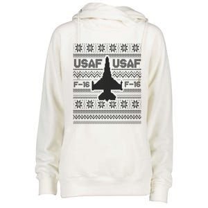 F16 Usaf Ugly Christmas Sweater Gift Fighter Pilot Womens Funnel Neck Pullover Hood