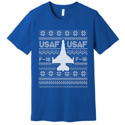 F16 Usaf Ugly Christmas Sweater Gift Fighter Pilot Premium T-Shirt