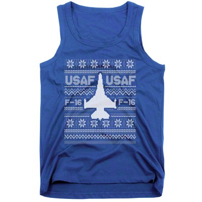 F16 Usaf Ugly Christmas Sweater Gift Fighter Pilot Tank Top