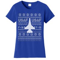 F16 Usaf Ugly Christmas Sweater Gift Fighter Pilot Women's T-Shirt