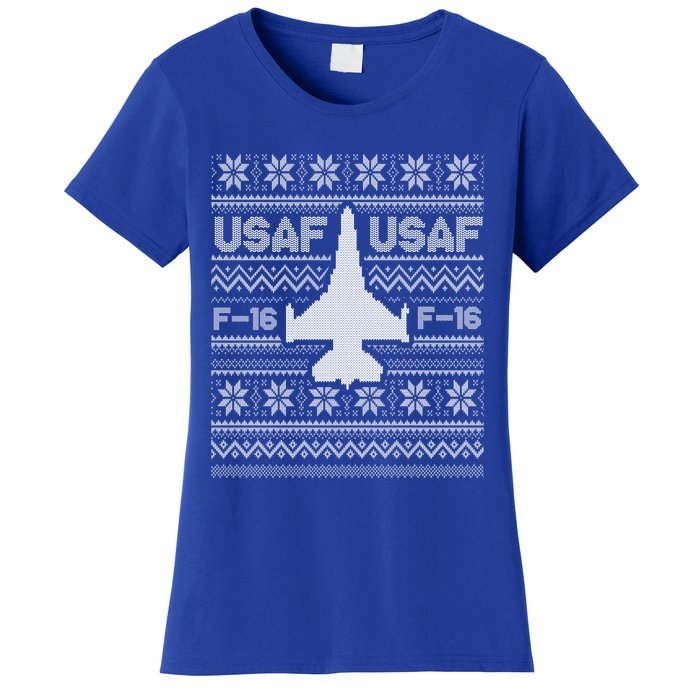 F16 Usaf Ugly Christmas Sweater Gift Fighter Pilot Women's T-Shirt