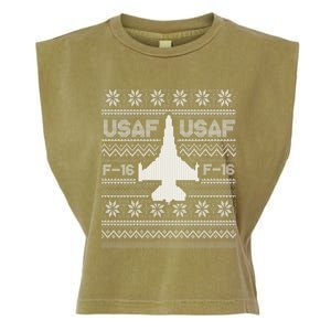 F16 Usaf Ugly Christmas Sweater Gift Fighter Pilot Garment-Dyed Women's Muscle Tee