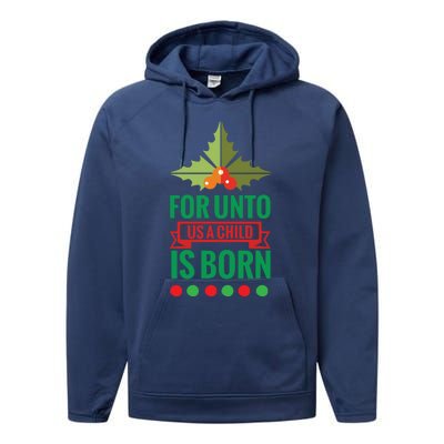 For Unto Us A Child Is Born Performance Fleece Hoodie