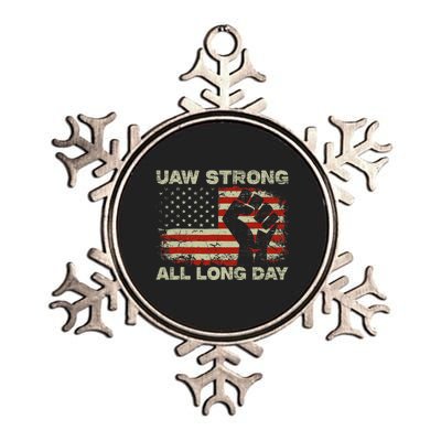 Flag Usa Uaw Strong All Long Day Uaw Strike Vintage Metallic Star Ornament