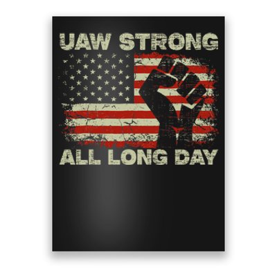 Flag Usa Uaw Strong All Long Day Uaw Strike Vintage Poster