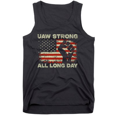 Flag Usa Uaw Strong All Long Day Uaw Strike Vintage Tank Top