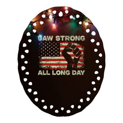 Flag Usa Uaw Strong All Long Day Uaw Strike Vintage Ceramic Oval Ornament