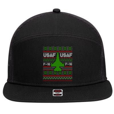 F16 Usaf Ugly Christmas Sweater Funny Gift Fighter Pilot 7 Panel Mesh Trucker Snapback Hat