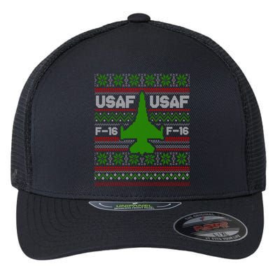 F16 Usaf Ugly Christmas Sweater Funny Gift Fighter Pilot Flexfit Unipanel Trucker Cap