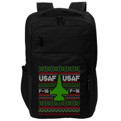F16 Usaf Ugly Christmas Sweater Funny Gift Fighter Pilot Impact Tech Backpack