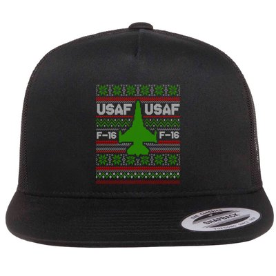 F16 Usaf Ugly Christmas Sweater Funny Gift Fighter Pilot Flatbill Hat
