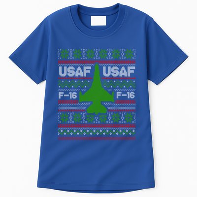 F16 Usaf Ugly Christmas Sweater Funny Gift Fighter Pilot Tall T-Shirt