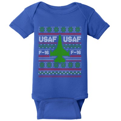 F16 Usaf Ugly Christmas Sweater Funny Gift Fighter Pilot Baby Bodysuit
