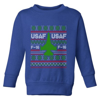 F16 Usaf Ugly Christmas Sweater Funny Gift Fighter Pilot Toddler Sweatshirt