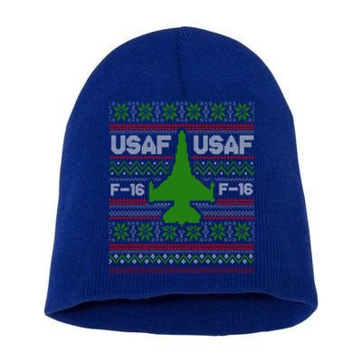 F16 Usaf Ugly Christmas Sweater Funny Gift Fighter Pilot Short Acrylic Beanie