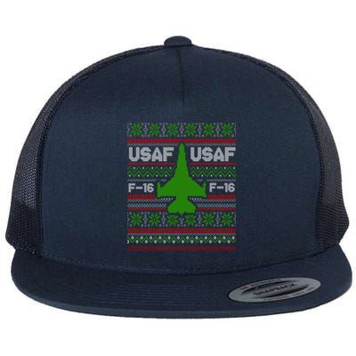 F16 Usaf Ugly Christmas Sweater Funny Gift Fighter Pilot Flat Bill Trucker Hat