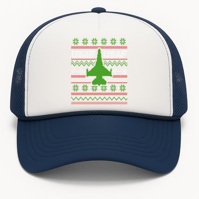 F16 Usaf Ugly Christmas Sweater Funny Gift Fighter Pilot Trucker Hat