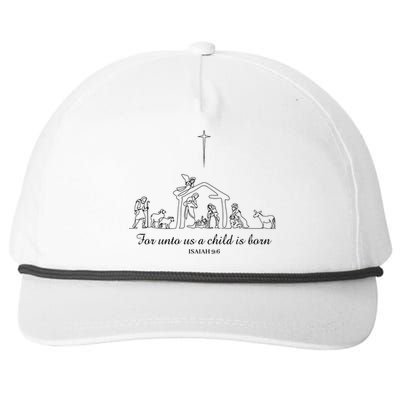 For Unto Us A Child Is Born Isaiah 96 Merry Christmas Snapback Five-Panel Rope Hat