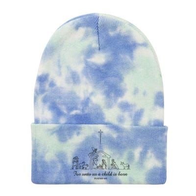 For Unto Us A Child Is Born Isaiah 96 Merry Christmas Tie Dye 12in Knit Beanie