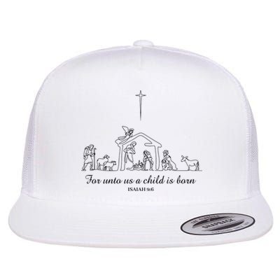 For Unto Us A Child Is Born Isaiah 96 Merry Christmas Flat Bill Trucker Hat