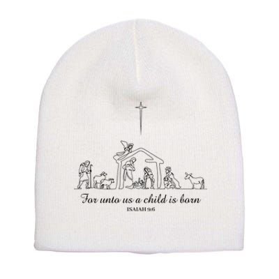 For Unto Us A Child Is Born Isaiah 96 Merry Christmas Short Acrylic Beanie