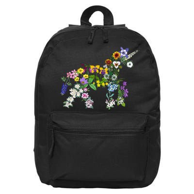 Floral Unicorn Wildflowers Flower Unicorn Shape 16 in Basic Backpack