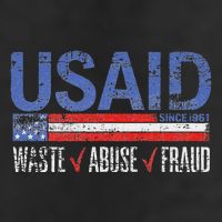 Funny Usaid Waste Abuse Fraud Since 1961 D.O.G.E 2025 7 Panel Mesh Trucker Snapback Hat