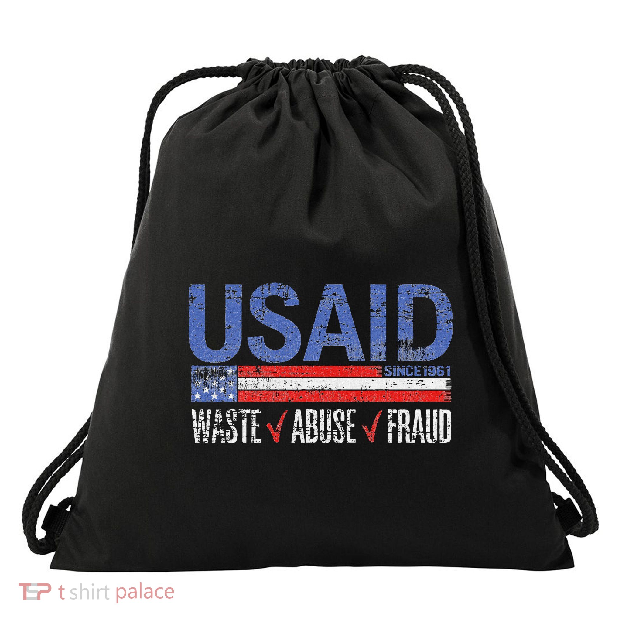 Funny Usaid Waste Abuse Fraud Since 1961 D.O.G.E 2025 Drawstring Bag