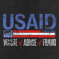 Funny Usaid Waste Abuse Fraud Since 1961 D.O.G.E 2025 7 Panel Mesh Trucker Snapback Hat