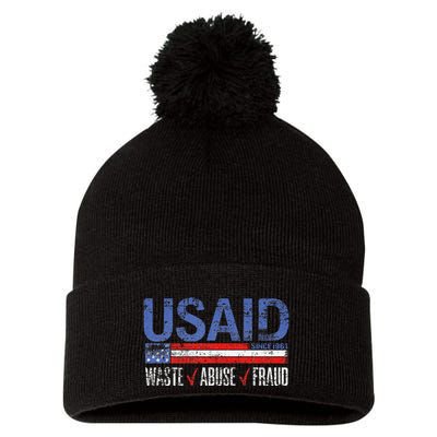 Funny Usaid Waste Abuse Fraud Since 1961 D.O.G.E 2025 Pom Pom 12in Knit Beanie